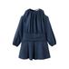 Mango Kids metaal midi blousejurk met open schouders en smockwerk - marineblauw