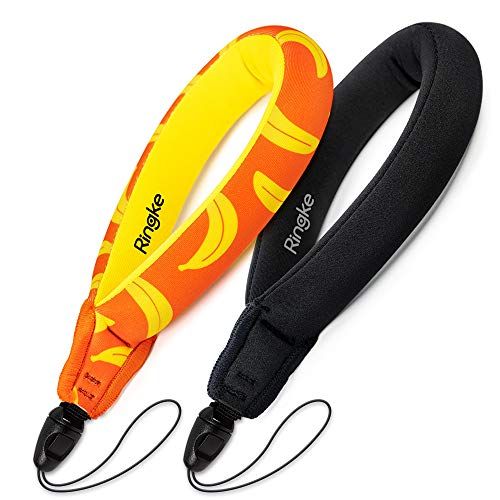 Ringke Waterdichte Drijfriem [2 Pack] Onderwater Drijvende Riem, Polsbandje, Handgreep, Draagkoord voor Camera, iPhone, GoPro, Sleutels en Zonnebril - Banana & Black