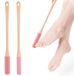 Brosse de lavage de pieds en silicone - 2 pièces - Poignée longue pratique - Rose