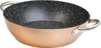WECOOK! Professionele braadpan met lage inductie, 20 cm, milieuvriendelijke antiaanbaklaag, zonder PFOA, gesmeed aluminium, koperkleurig, 2,8 mm dik, handgrepen van roestvrij staal, glaskeramiek, gas