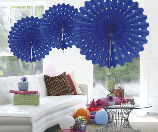 Folat Honeycomb blauw fan 45 cm