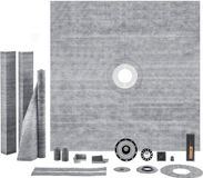 VEVOR Douchedrempelset, 1828 x 1828 mm Douchebakset met 50,8 mm PVC Middenflens, 101,6 mm RVS Rooster, Waterdichte Douchedrempel & Membraan & Strips, Doucheafdichting Past in Badkamer
