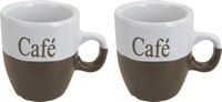 Excellent Houseware tasses à café - 2x pièces - brun clair - céramique - 150 ml