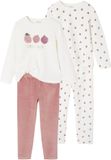 Vertbaudet Set van 2 pyjama's voor meisjes in fluweel / velours Fruit