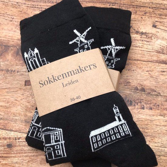 Merkloos Leiden sokken - Zwart - Maat 41-46 - Unisex