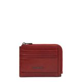 Piquadro Porte-monnaie zippé avec porte-documents en cuir pour hommes, Terre cuite, Décontracté