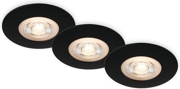 Briloner BRILONER- Set van 3 plafond inbouwspots LED, ultra platte inbouwspots, badkamer inbouwspots, badkamer inbouwspots IP65, mat zwart, 90x25 mm (DxH)