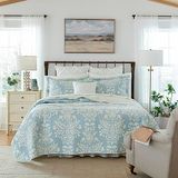 Laura Ashley Twin Quilt Set, omkeerbaar katoenen beddengoed met bijpassende sham, woondecoratie voor alle seizoenen (Rowland Blue, Twin)