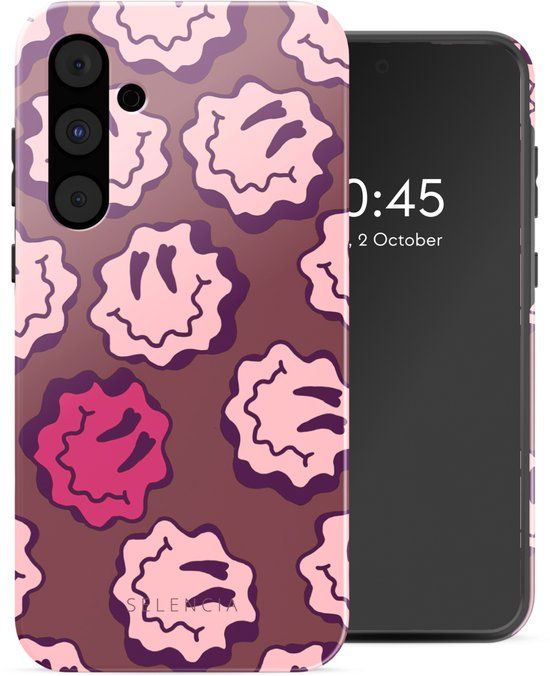 Selencia Hoesje - Geschikt voor Samsung Galaxy A55 (5G) - Backcover - Wavy Smiley Pink