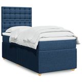 VidaXL Boxspringbed met matras, blauw, 90x200 cm, stof