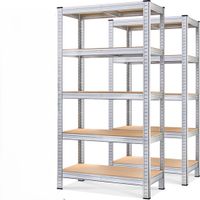 Monzana Set of 2 - Silver Metal Shelving Unit - 180x90x40cm - 175kg per Shelf