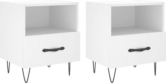 vidaXL Nachtkastjes - 2 stuks - Bewerkt Hout - Wit