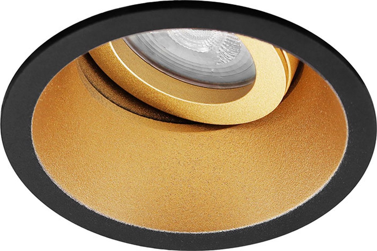 RTM Lighting Premium Inbouwspot Warmglow Jayden Zwart/Goud Verdiepte ronde spot Philips Warm Glow Met Philips LED