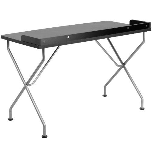 Flash Furniture Computer Bureau - Zwart Laminaat Top/Zilver Frame - 126,36 x 64,77 x 6,35 cm