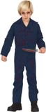 Fiestas Guirca Blauw horror moordenaar verkleed kostuum / jumpsuit met bloedvlekken voor kinderen - Carnaval overal 140/152