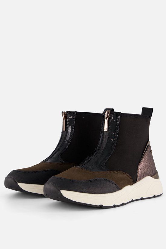 Tamaris - Dames - Enkellaarzen - Zwart - Imitatieleer - Hakhoogte 5-7 cm - Maat 38