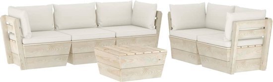 vidaXL 6-delige Loungeset met kussens pallet vurenhout