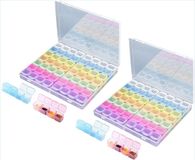 Merkloos Diamond Painting Opbergbox - Set van 2 - 56 Vakjes - Multicolor Sorteerdoos voor Kralen & Steentjes - Verstelbare Organizer - Transparant - Kleurrijk