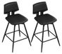 Set de 2 tabourets de bar - Chaises de cuisine avec dossier - Similicuir noir - Pivotant à 360° - Repose-pieds - Pieds en métal - Hauteur d'assise 65,5 cm