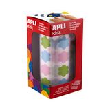APLI Kids 19236 - Rol elastieken met bloemen, meerkleurig, pasteltinten, stickers met permanente lijm, ideaal voor scholen, kleuterscholen of kinderwerkplaatsen.