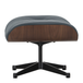 Vitra Eames Lounge Chair Ottoman Walnut Dark - Leather Premium F60 Smoke Blue - Polished / Sides Black