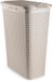 Plasticforte Smalle Wasmand met deksel Rotan - beige - gevlochten kunststof - 48 liter - 27x46x60 cm
