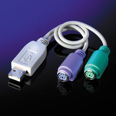 ROLINE USB - 2x PS/2 Converter - 0,3m - Wit