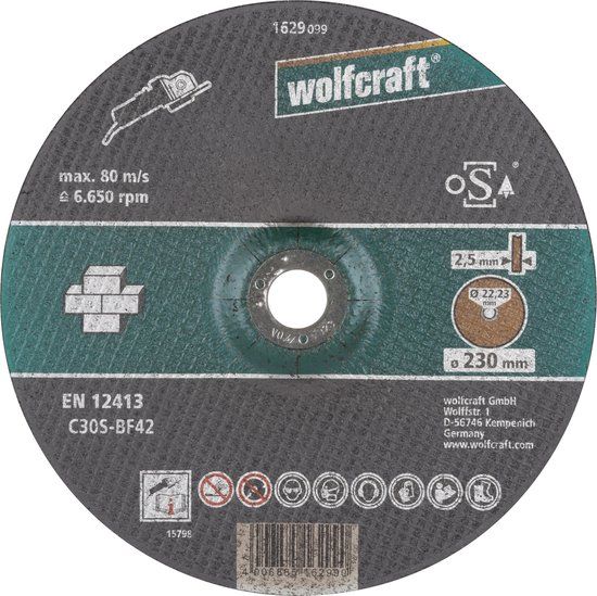 wolfcraft Doorslijpschijf voor steen, haaks gebogen - 1629099