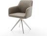 DELIFE Fauteuil Greg-Flex, piètement croisé, anguleux, acier inoxydable, cuir véritable, boue, noyau à ressorts ensachés, brun