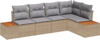 vidaXL Tuinbank Set 5-zits Beige en Lichtgrijs