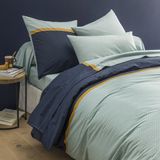Origin - Sacha Kussensloop van lyocell met print Marineblauw/Watergroen
