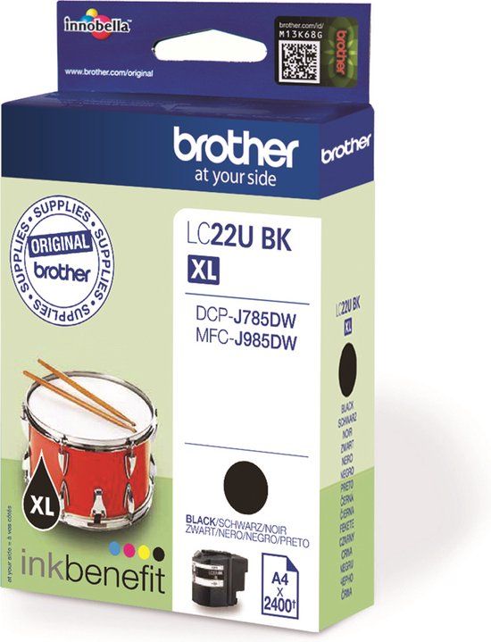 Brother LC22U BK XL Black Ink Cartridge - 2400 Page Yield