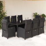 Maison Exclusive - Ensemble de jardin extérieur, 9 pièces, avec coussins, noir, en polyrotin