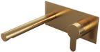 Brauer Gold Edition Inbouw Wastafelmengkraan met Rechte Uitloop en Afdekplaat Model D1 Goud Geborsteld PVD