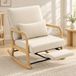 MODENUIT Fauteuil à bascule - Dossier réglable avec repose-pieds - Salon - Bois - Crème - 70x89x97,5 cm