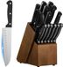 OEM Set keukenmessen met houten blok en slijpsteentje, robuuste messen van koolstofstaal, ergonomische ABS-handgrepen, inclusief slijpstaaf, ideaal voor thuisgebruik