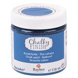 Rayher Chalky Finish 38867374 krijtverf op waterbasis, krijtverf voor shabby-chic-, vintage- en landhuisstijllooks, 118 ml, azuurblauw
