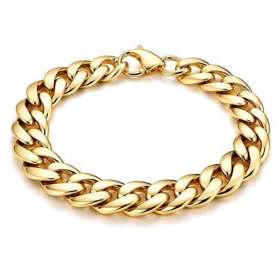 LGT JWLS Stalen heren armband Gourmet schakel Goudkleurig 9mm-21cm