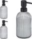 Merkloos Relaxdays glazen zeeppomp - set van 3 - 400 ml - transparant/zwart