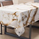 PETTI Artigiani Italiani - Vlekafstotend tafelkleed, rechthoekig, voor de keuken, elegant, marmereffect, wit, X12 plaatsen (140 x 240 cm), 100% Made in Italy