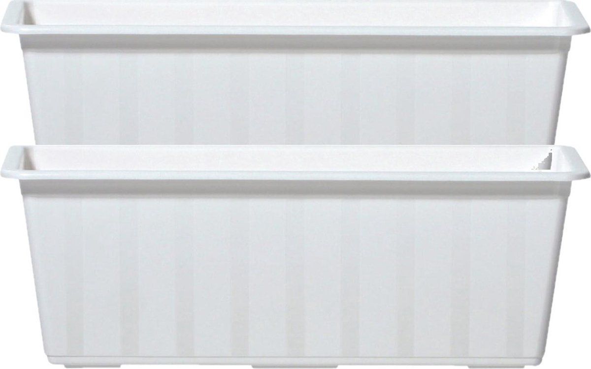 Prosperplast 2x Witte kunststof Agro plantenbakken/bloembakken 40 cm - Tuin decoraties
