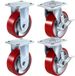 Set de roues pivotantes et fixes - 4 pièces - 2 roues fixes et 2 roues pivotantes avec frein - Ø15,24 x 5,08 cm - Roue PU avec noyau en fer - Montage par plaque - Capacité de charge 454 kg par roue