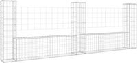 vidaXL Schanskorf U-vormig met 3 palen 260x20x100 cm ijzer