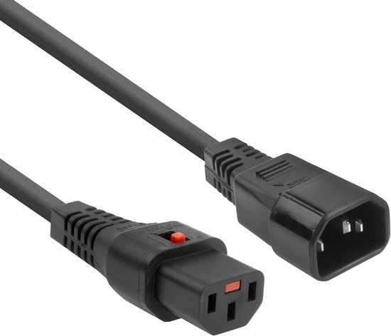 ACT Netsnoer C13 IEC Lock - C14 zwart 3 m