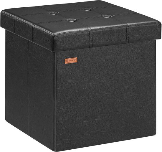 Casaria Poef met Opbergruimte - 38x38x38cm 40L Kunstleer – Zwart
