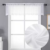 Chyhomenyc Doorschijnende witte volants voor ramen, 2 stuks, kleine raamgordijnen voor woonkamer badkamer café waskelder, moderne voile gordijn met dubbele stang met dubbele stang, 42 B x 14L inch