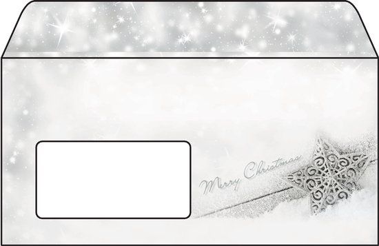 SIGEL Kerst envelop Brillian - ster gestanst venster druk - wit/zilver - Papier - 50 stuks