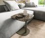 Eleny table d’appoint Edge bateau 50x50 cm céramique Emperador Extra Lucidato brun foncé métal finition effet titane