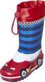 Playshoes Regenlaarzen voor kinderen met trekkoord - Raceauto - Rood/blauw - maat 25EU