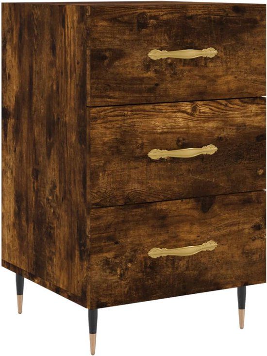 vidaXL Nachtkastje 40x40x66 cm bewerkt hout gerookt eikenkleurig